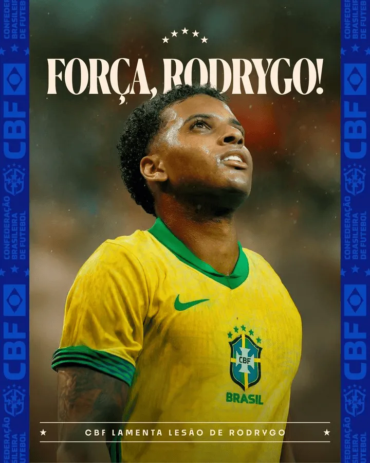 无缘世界杯!巴西官方:对罗德里戈表示支持,早日重返赛场